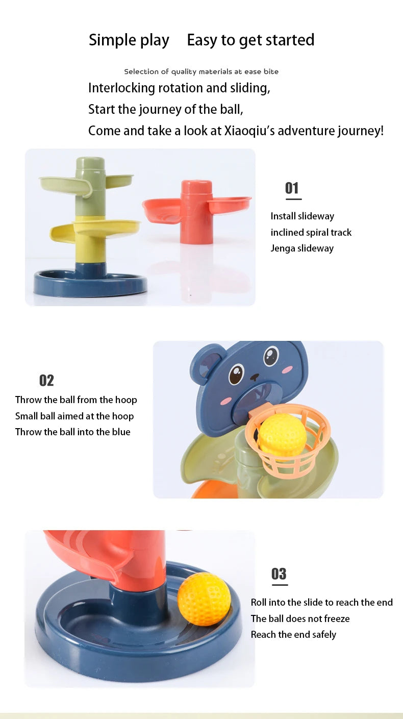 Baby Toys Rolling Ball Pile Tower Early Educational Toy For Babies Rotating Track Educational Baby Gift Stacking Toy ForChildren