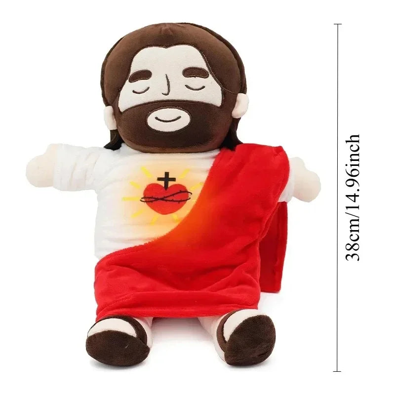 40CM Breathing Jesus Soothe Plush Toy for Kids Soft Soothing Jesus Plushies Comforting Jesus Heart Toy Easter Christmas Gifts