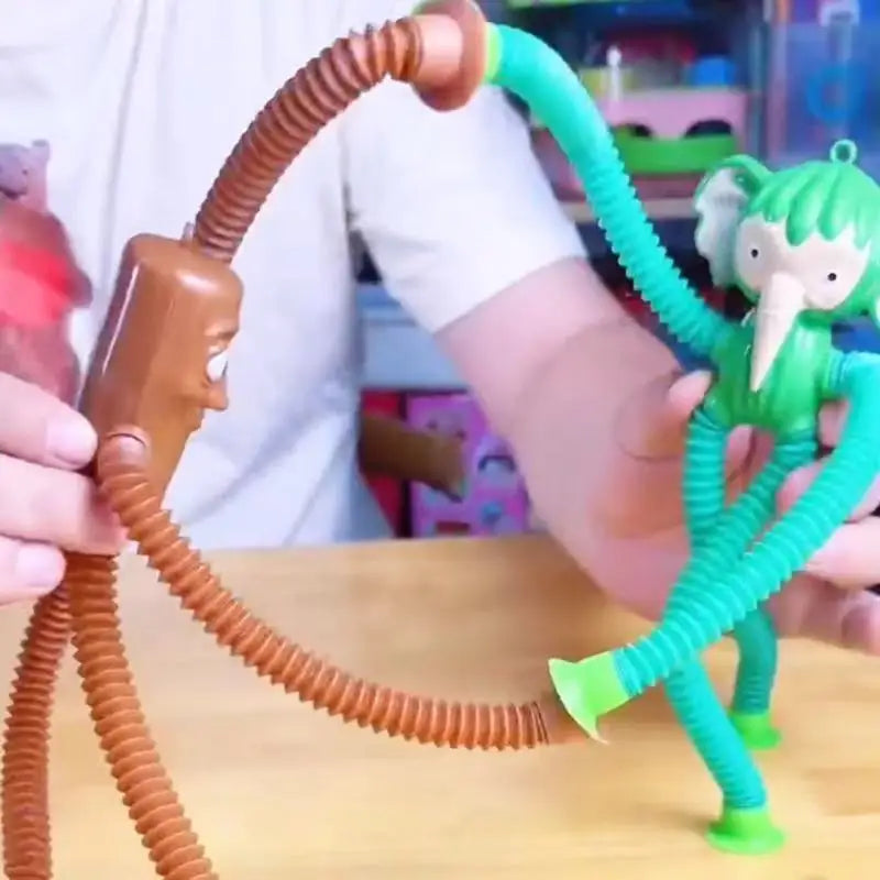 Fun Children Suction Cup Toys Pop Tubes Stress Relief Telescopic Toys Brainrot Tung Sahur Figure Toy Tralalero Tralala Gift Kids