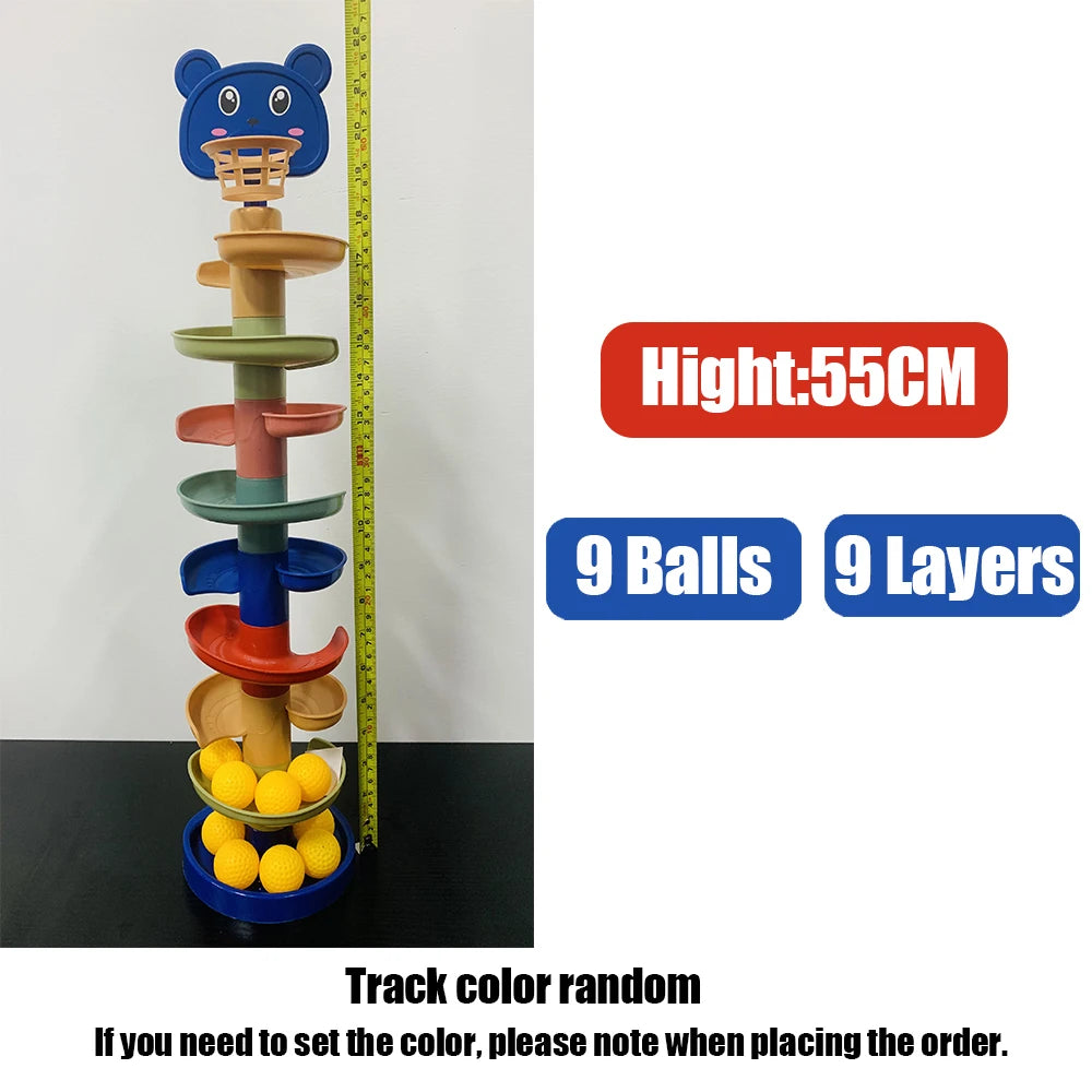 Baby Toys Rolling Ball Pile Tower Early Educational Toy For Babies Rotating Track Educational Baby Gift Stacking Toy ForChildren