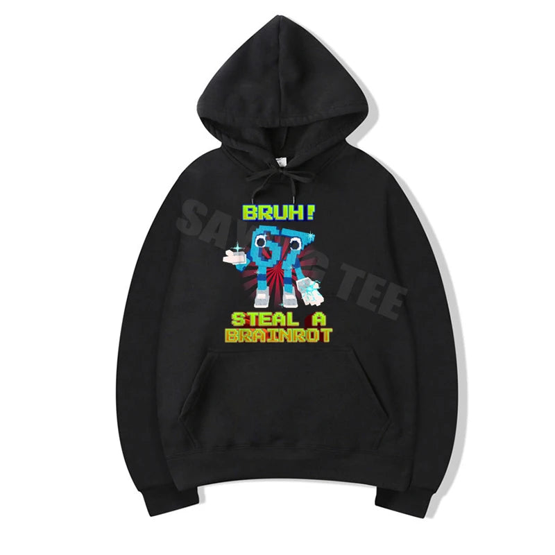 Bruh 67 Six Seven 6-7 Funny Brainrot Meme for Teens Adults Pullower Hoodie Y2k Steal A Brainrot Kitten Bruh OG Meowl Hooded Coat