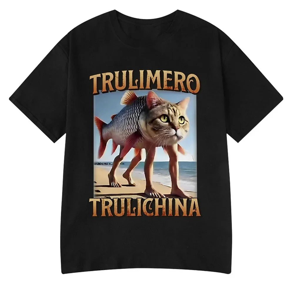 Italian Brainrot Tralalero Tralala Tung Tung Tung Sahur Bombardiro Crocodilo Funny Meme T-Shirt Men Women Tees Y2k 3d Tops