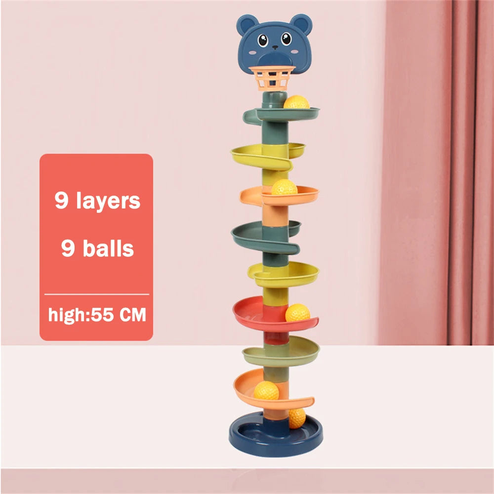 Baby Toys Rolling Ball Pile Tower Early Educational Toy For Babies Rotating Track Educational Baby Gift Stacking Toy ForChildren