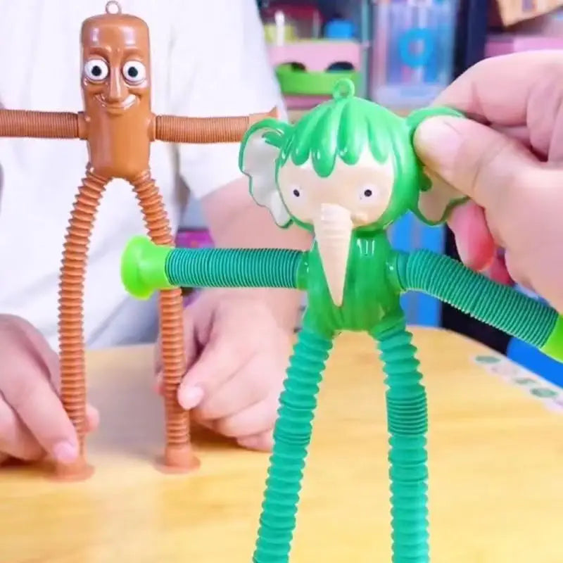 Fun Children Suction Cup Toys Pop Tubes Stress Relief Telescopic Toys Brainrot Tung Sahur Figure Toy Tralalero Tralala Gift Kids