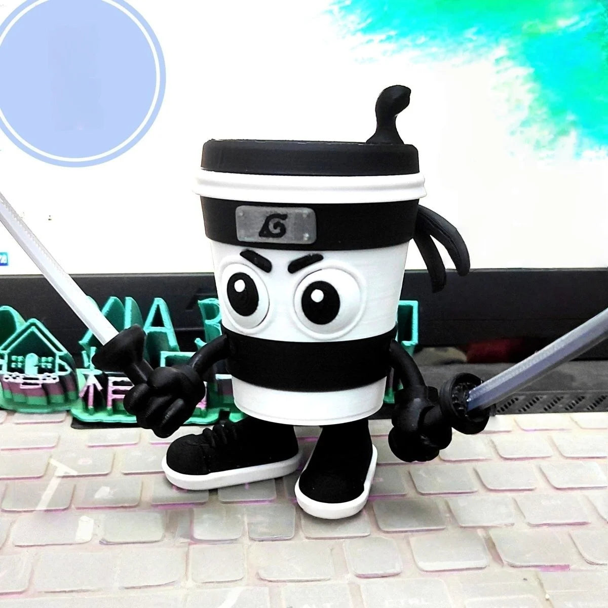 Cappuccino Assassin Action Figure Tung Tung Tung Sahur Italian Brainrot Cartoon Ornament Collectible Toy for Decorations