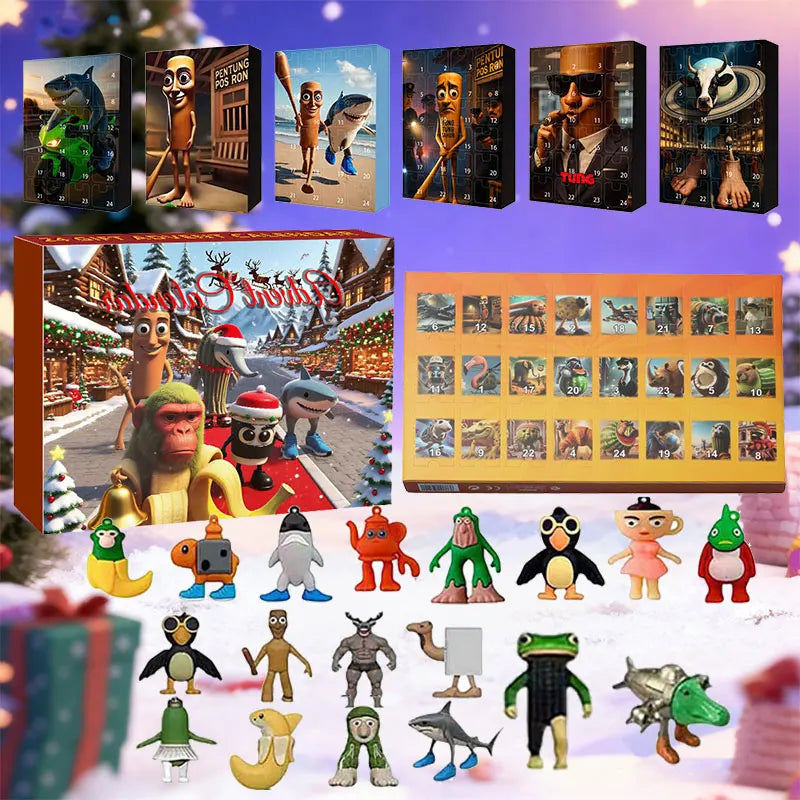 New Italian Brainrot Countdown Calendar Toy Tralalero Tralala Tungtungtung Figure Model 24pcs/set Christmas Advent Calendar Gift