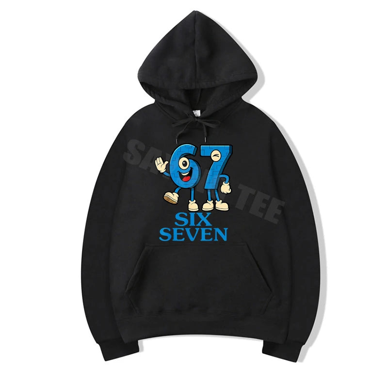 Bruh 67 Six Seven 6-7 Funny Brainrot Meme for Teens Adults Pullower Hoodie Y2k Steal A Brainrot Kitten Bruh OG Meowl Hooded Coat