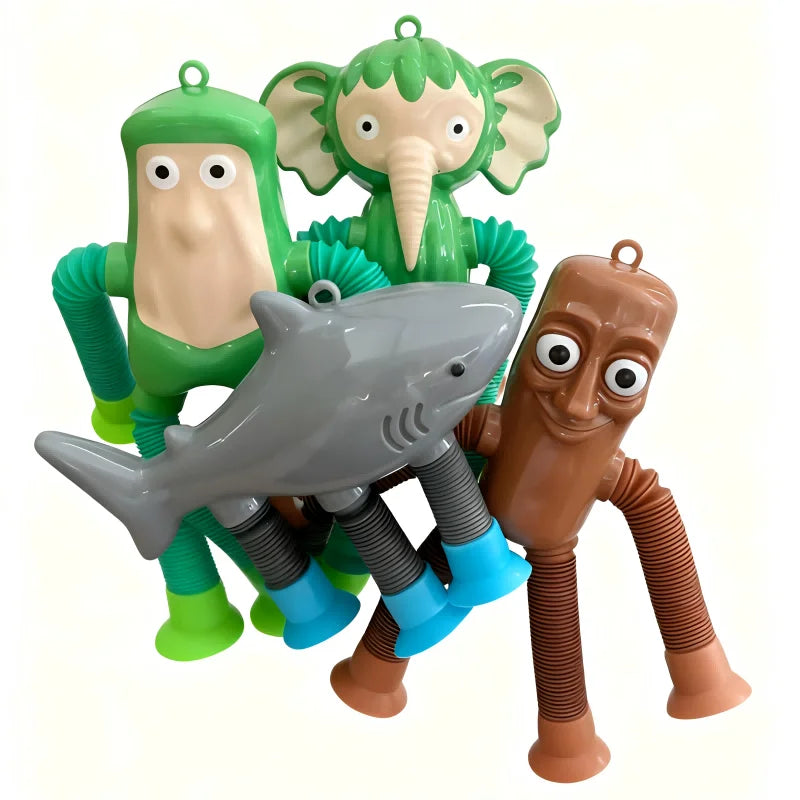 Fun Children Suction Cup Toys Pop Tubes Stress Relief Telescopic Toys Brainrot Tung Sahur Figure Toy Tralalero Tralala Gift Kids