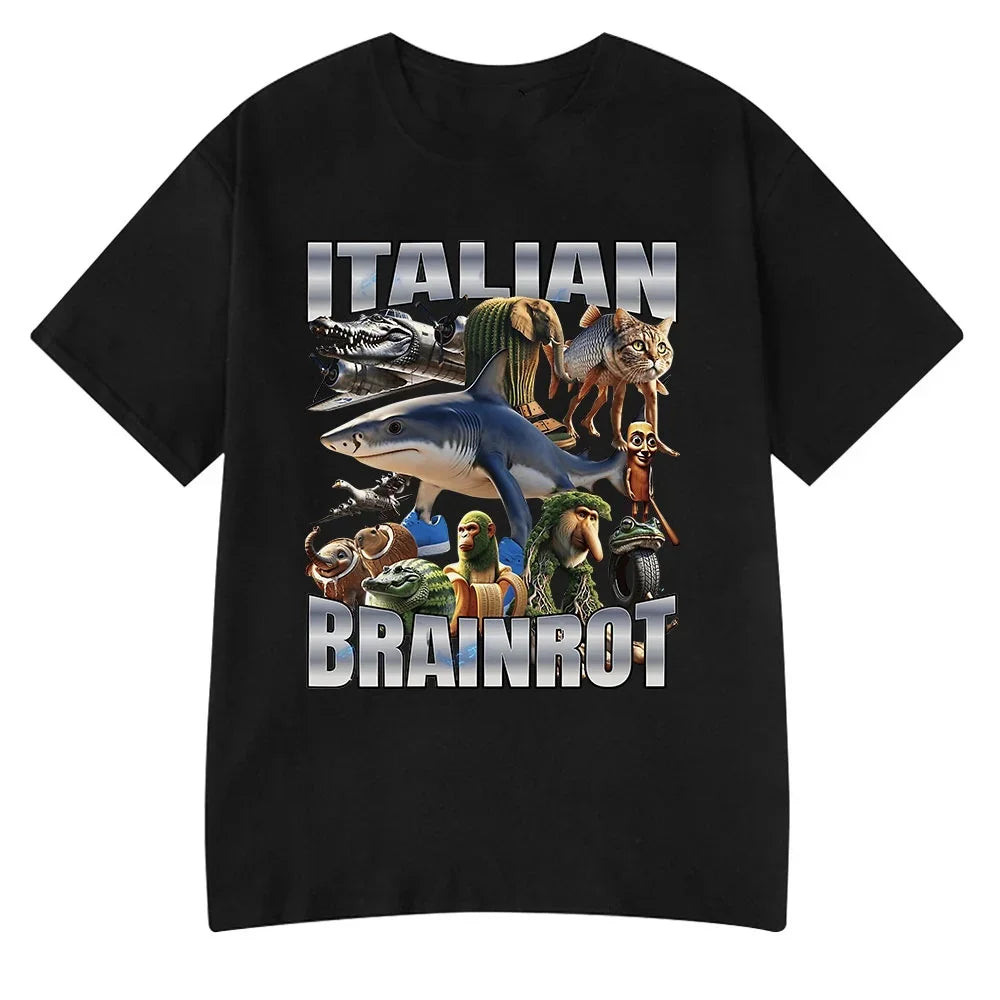 Italian Brainrot Tralalero Tralala Tung Tung Tung Sahur Bombardiro Crocodilo Funny Meme T-Shirt Men Women Tees Y2k 3d Tops