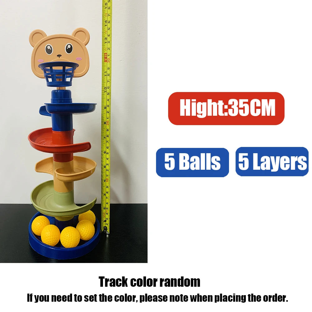Baby Toys Rolling Ball Pile Tower Early Educational Toy For Babies Rotating Track Educational Baby Gift Stacking Toy ForChildren
