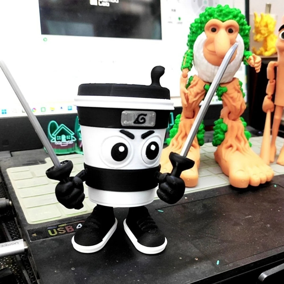 Cappuccino Assassin Action Figure Tung Tung Tung Sahur Italian Brainrot Cartoon Ornament Collectible Toy for Decorations