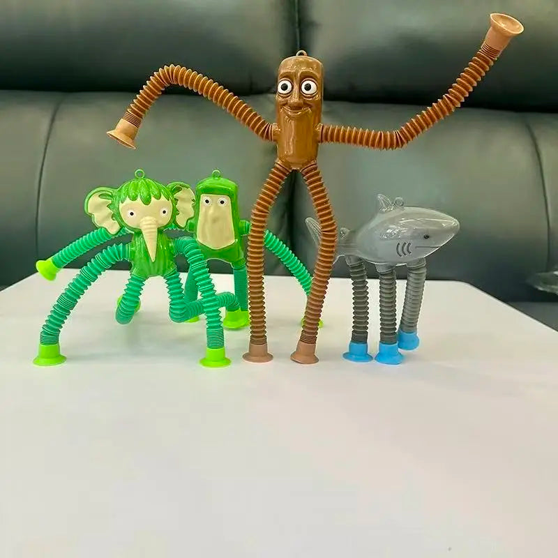 Fun Children Suction Cup Toys Pop Tubes Stress Relief Telescopic Toys Brainrot Tung Sahur Figure Toy Tralalero Tralala Gift Kids