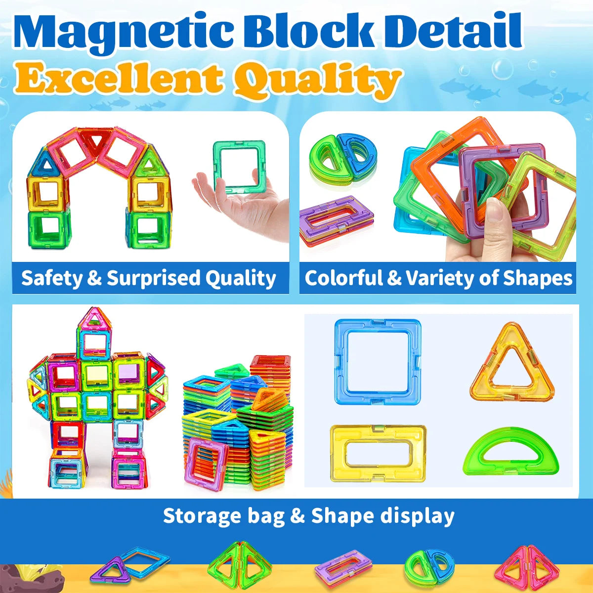 Magnetic Building Blocks DIY Magnets Toys medium size STEM Toys Construction Toys Learning Educational Magnet Toys