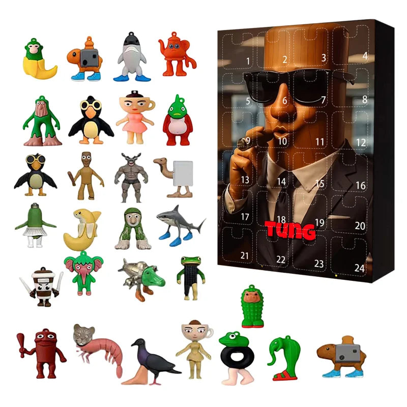 New Italian Brainrot Countdown Calendar Toy Tralalero Tralala Tungtungtung Figure Model 24pcs/set Christmas Advent Calendar Gift