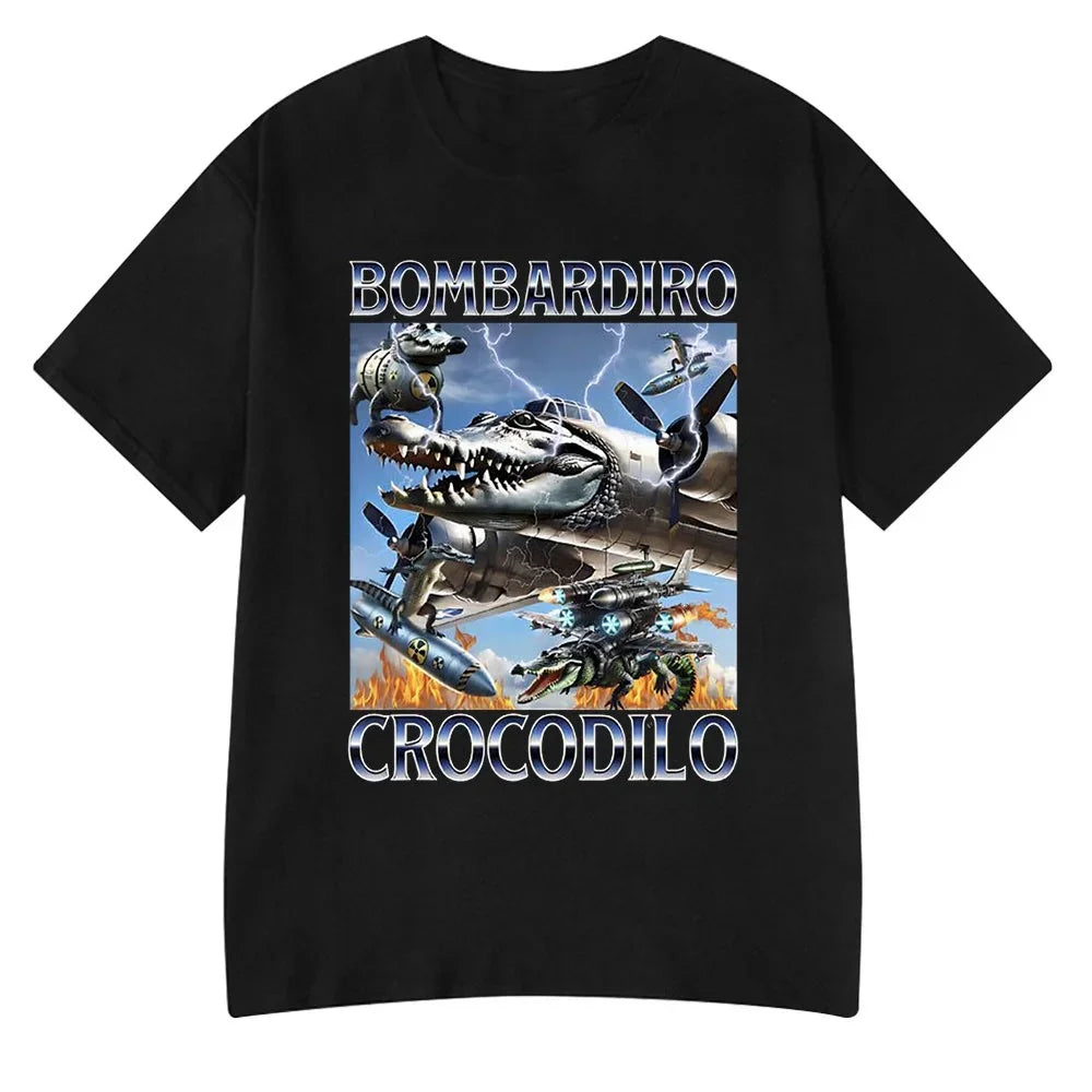 Italian Brainrot Tralalero Tralala Tung Tung Tung Sahur Bombardiro Crocodilo Funny Meme T-Shirt Men Women Tees Y2k 3d Tops