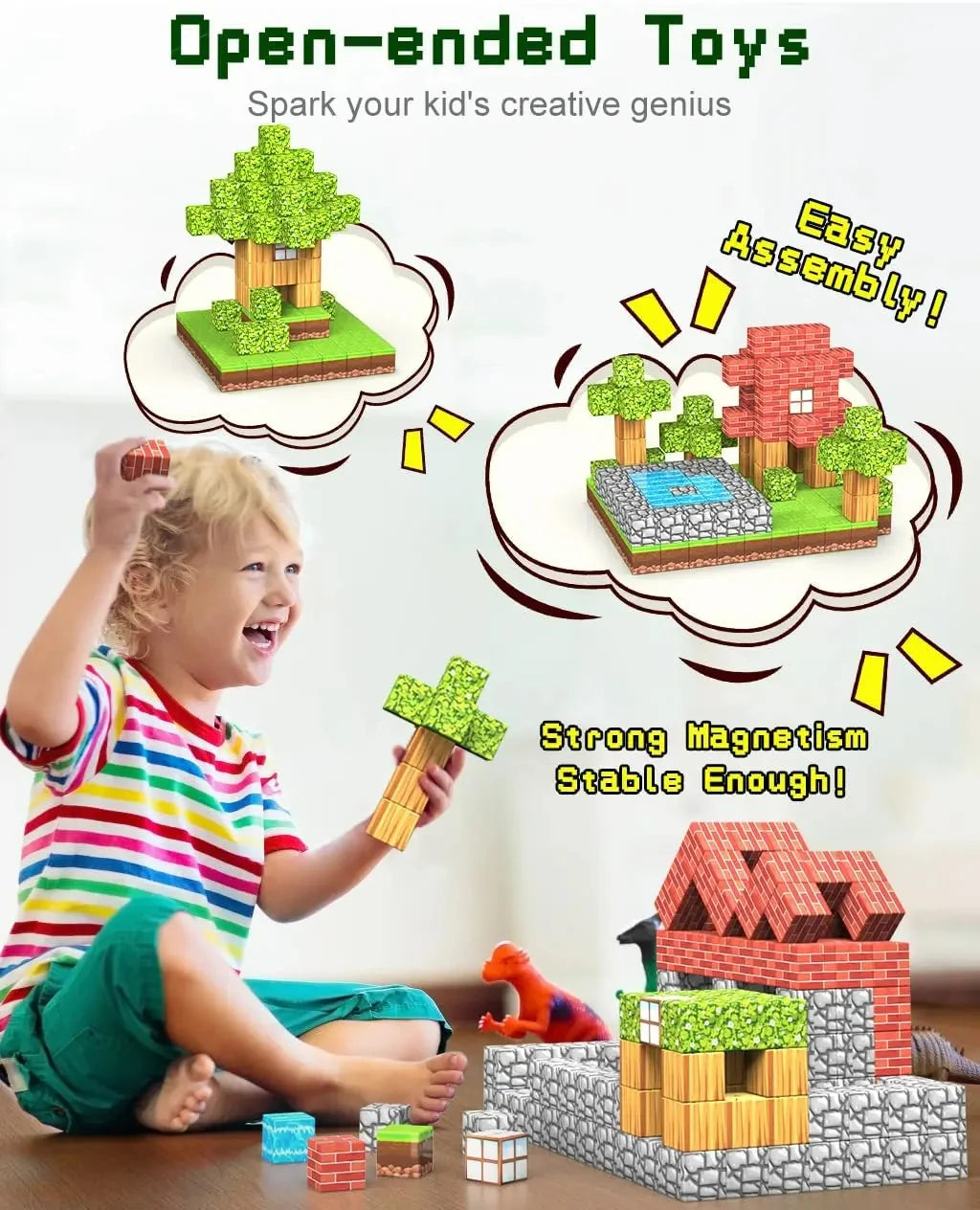 100pcs Magnetic Blocks Toy Build Magnet Set For Boys Girls Stem Montessori Sensory Cubes For Toddlers Gift