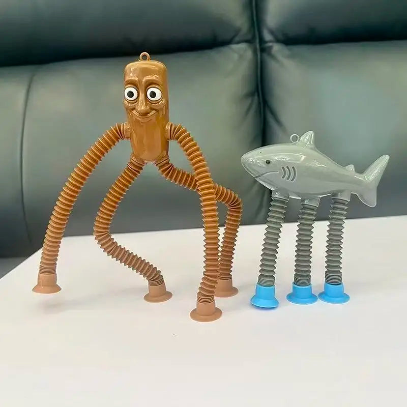 Fun Children Suction Cup Toys Pop Tubes Stress Relief Telescopic Toys Brainrot Tung Sahur Figure Toy Tralalero Tralala Gift Kids