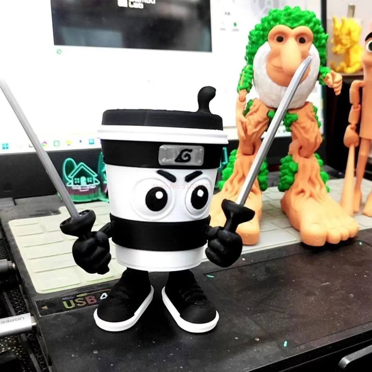 Cappuccino Assassin Action Figure Tung Tung Tung Sahur Italian Brainrot Cartoon Ornament Collectible Toy for Decorations