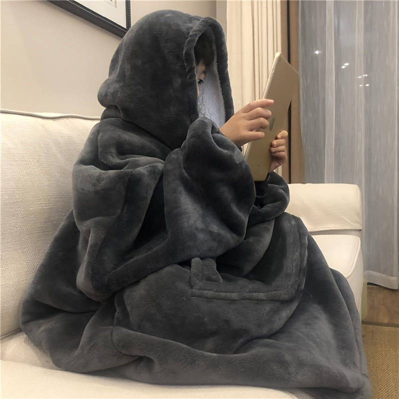 1st Mysig Brbar Filt Hoodie  verdimensionerad Plysch Sweatshirt med rmar  Gigantisk Ficka Varm Gr Fleecefilt fr Mn och Kvinnor Perfekt fr Soffan eller Sngen